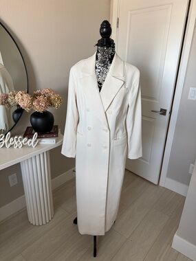 Express Double-Breasted Cream Trench Coat